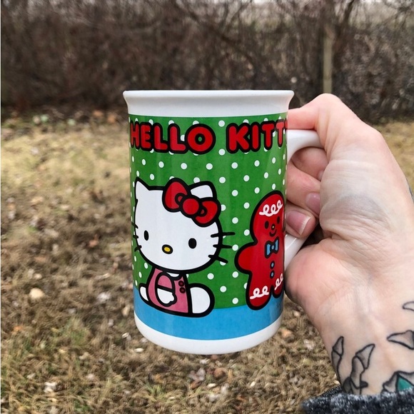 Hello Kitty Mug Christmas vintage Sanrio coffee cup Authentic cute polka dot - Picture 3 of 11